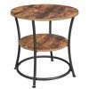 21.7 in. W Rustic Brown Round Wood End Table by Cubilan