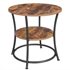 21.7 in. W Rustic Brown Round Wood End Table by Cubilan