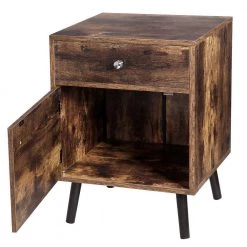 17.7 in. W Rustic Brown Rectangle Wood End Table by Cubilan -Elama Sales Store rustic brown cubilan end side tables b08fyfx2s8 31 1000