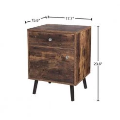 17.7 in. W Rustic Brown Rectangle Wood End Table by Cubilan -Elama Sales Store rustic brown cubilan end side tables b08fyfx2s8 40 1000