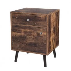 17.7 in. W Rustic Brown Rectangle Wood End Table by Cubilan