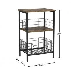 15.75 in. W Rustic Brown Rectangle Wood End Table with 3-Shelves by Cubilan -Elama Sales Store rustic brown cubilan end side tables b08glsnrjv 40 1000