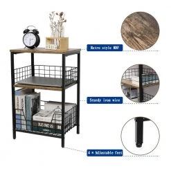 15.75 in. W Rustic Brown Rectangle Wood End Table with 3-Shelves by Cubilan -Elama Sales Store rustic brown cubilan end side tables b08glsnrjv 4f 1000