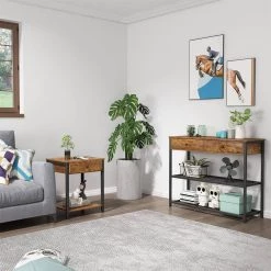 15.8 in. W Rustic Brown Square Wood End Table with 1-Drawer by Cubilan -Elama Sales Store rustic brown cubilan end side tables b08yz3tzgs 31 1000