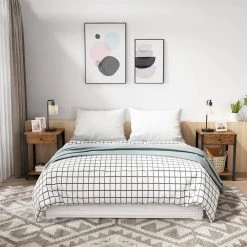 15.8 in. W Rustic Brown Square Wood End Table with 1-Drawer by Cubilan -Elama Sales Store rustic brown cubilan end side tables b08yz3tzgs 4f 1000