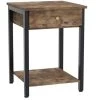 15.8 in. W Rustic Brown Square Wood End Table with 1-Drawer by Cubilan