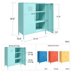 Cache Mint 2-Door Metal Locker Storage Cabinet by Novogratz 11 Cache Mint 2-Door Metal Locker Storage Cabinet by Novogratz -Elama Sales Store spearmint novogratz accent cabinets 3384811com 4f 1000