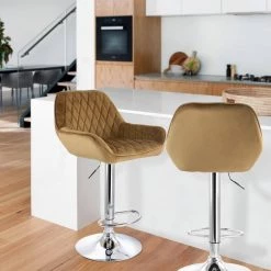 32 in. Tan Velvet Low Back Adjustable Bar Stool with Chrome Base (Set of 2) by Elama -Elama Sales Store tan elama bar stools 985116770m 31 1000