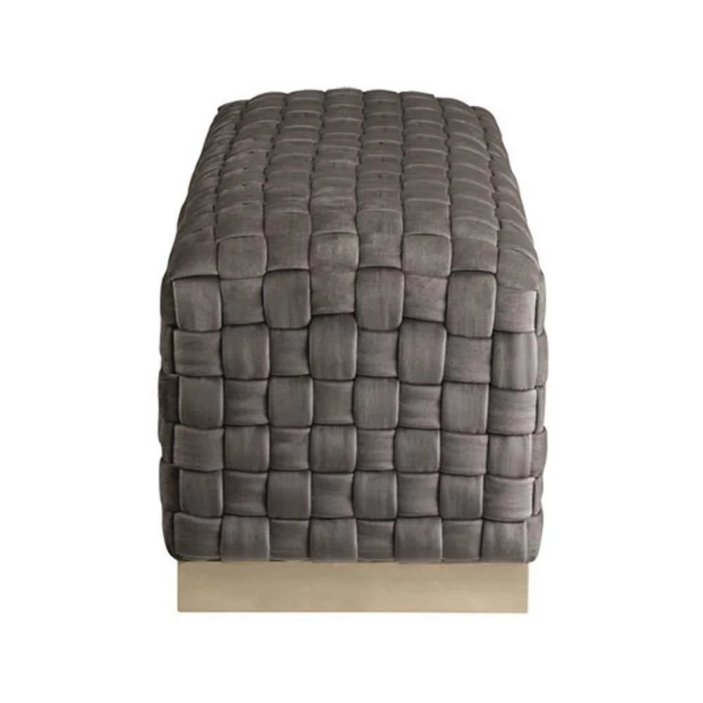 Diamond Hand Woven Taupe/Gold Velvet Bench by Nicole Miller 5 Diamond Hand Woven Taupe/Gold Velvet Bench by Nicole Miller - Image 5