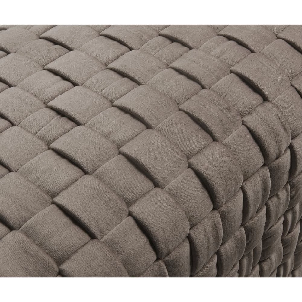 Diamond Hand Woven Taupe/Gold Velvet Bench by Nicole Miller 7 Diamond Hand Woven Taupe/Gold Velvet Bench by Nicole Miller - Image 7