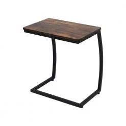 20.4 in. Walnut C-Shaped Wood End Table by Cubilan