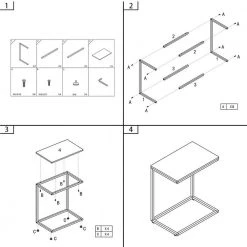 21.8 in. Walnut C-Shaped Wood End Table by Cubilan -Elama Sales Store walnut cubilan end side tables b08f9qmjxy 31 1000