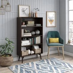 Brittany 54.75 in. Walnut 4-Shelf Standard Bookcase by Novogratz 15 Brittany 54.75 in. Walnut 4-Shelf Standard Bookcase by Novogratz -Elama Sales Store walnut novogratz bookcases bookshelves 1686801com 31 1000
