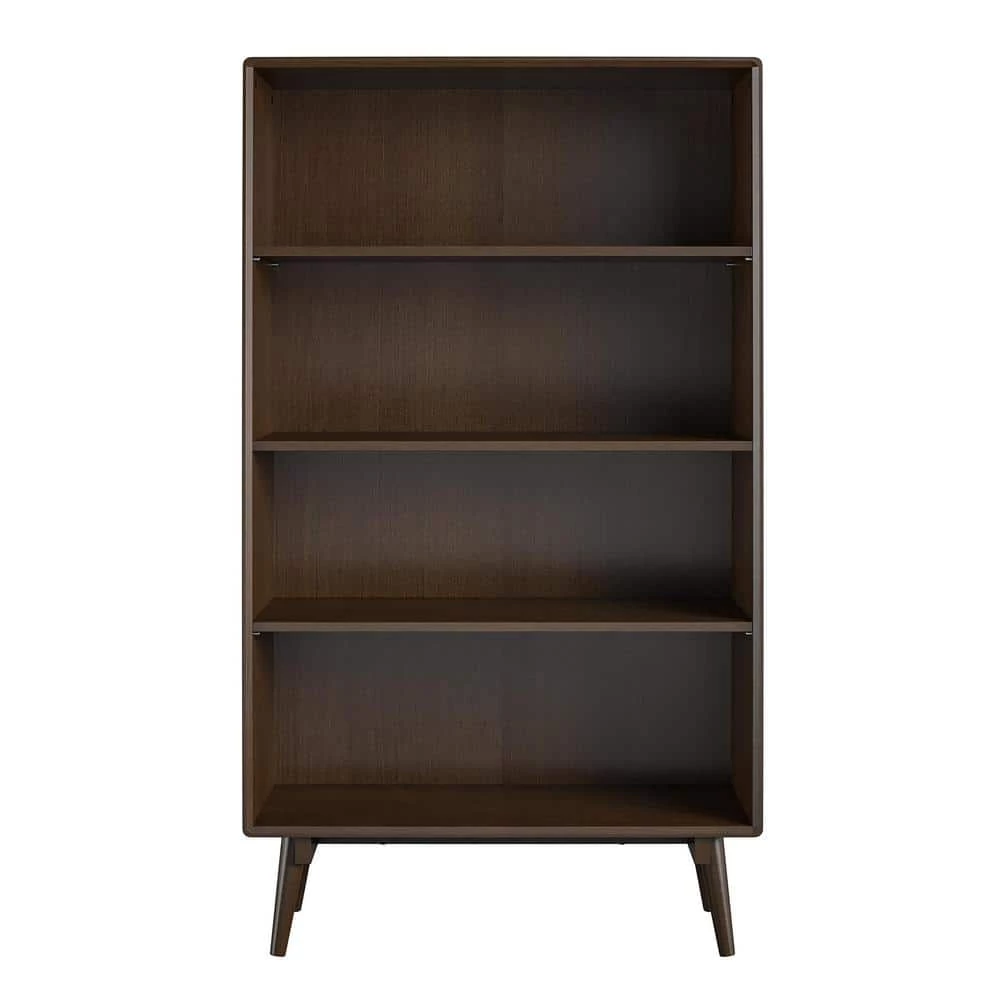 Brittany 54.75 in. Walnut 4-Shelf Standard Bookcase by Novogratz 1 Brittany 54.75 in. Walnut 4-Shelf Standard Bookcase by Novogratz
