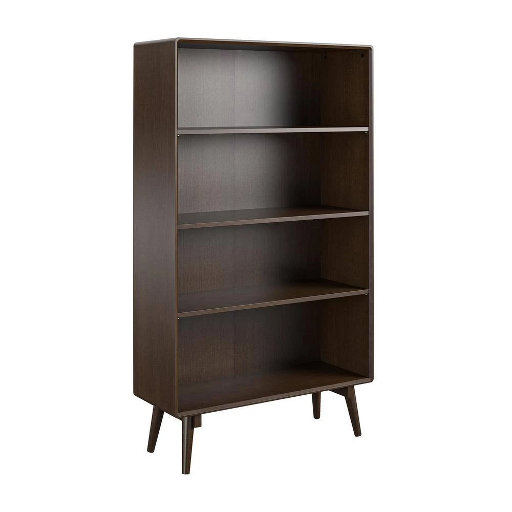 Brittany 54.75 in. Walnut 4-Shelf Standard Bookcase by Novogratz 2 Brittany 54.75 in. Walnut 4-Shelf Standard Bookcase by Novogratz - Image 2