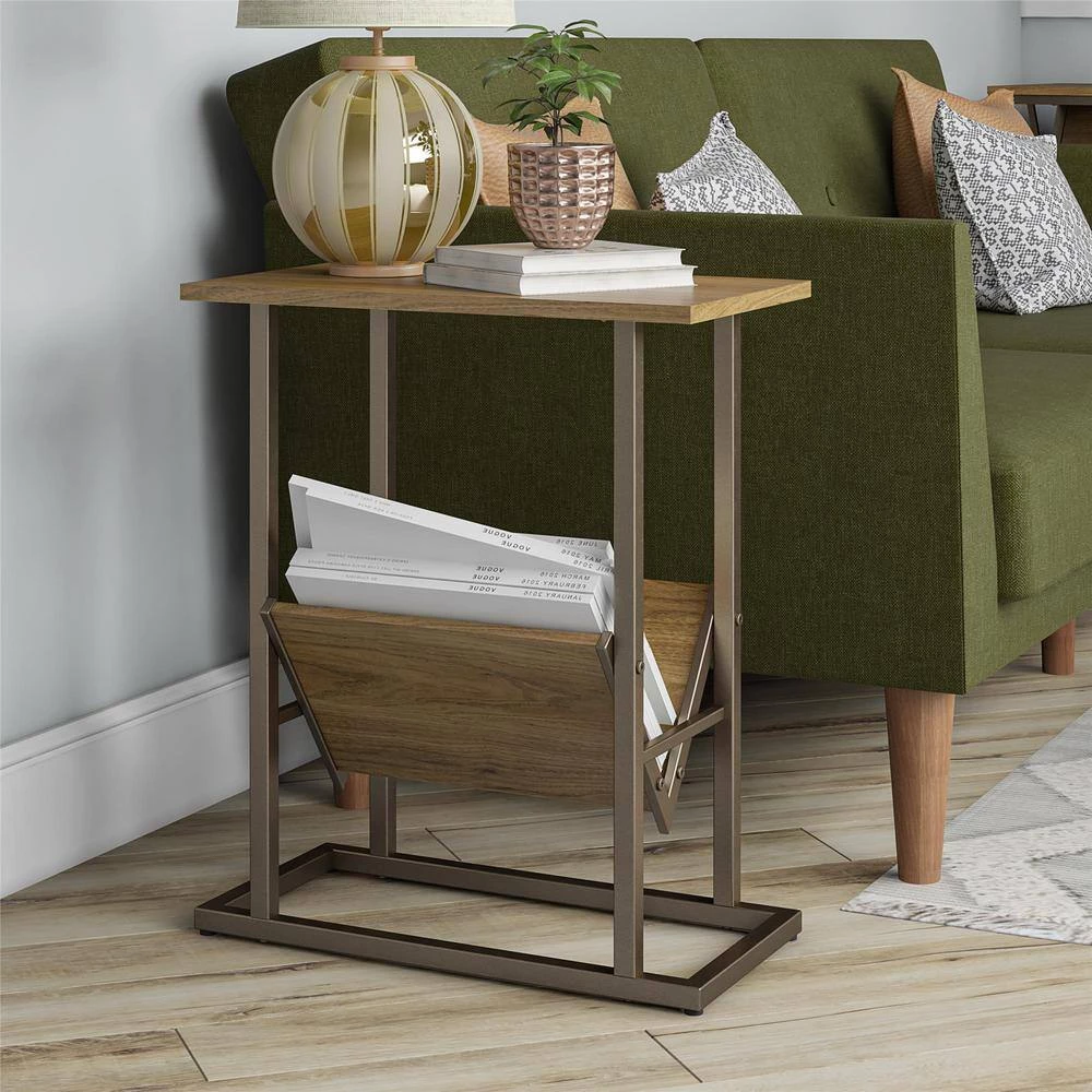 Regal 23.5 in. Walnut End Table with Magazine Rack by Novogratz 7 Regal 23.5 in. Walnut End Table with Magazine Rack by Novogratz - Image 7