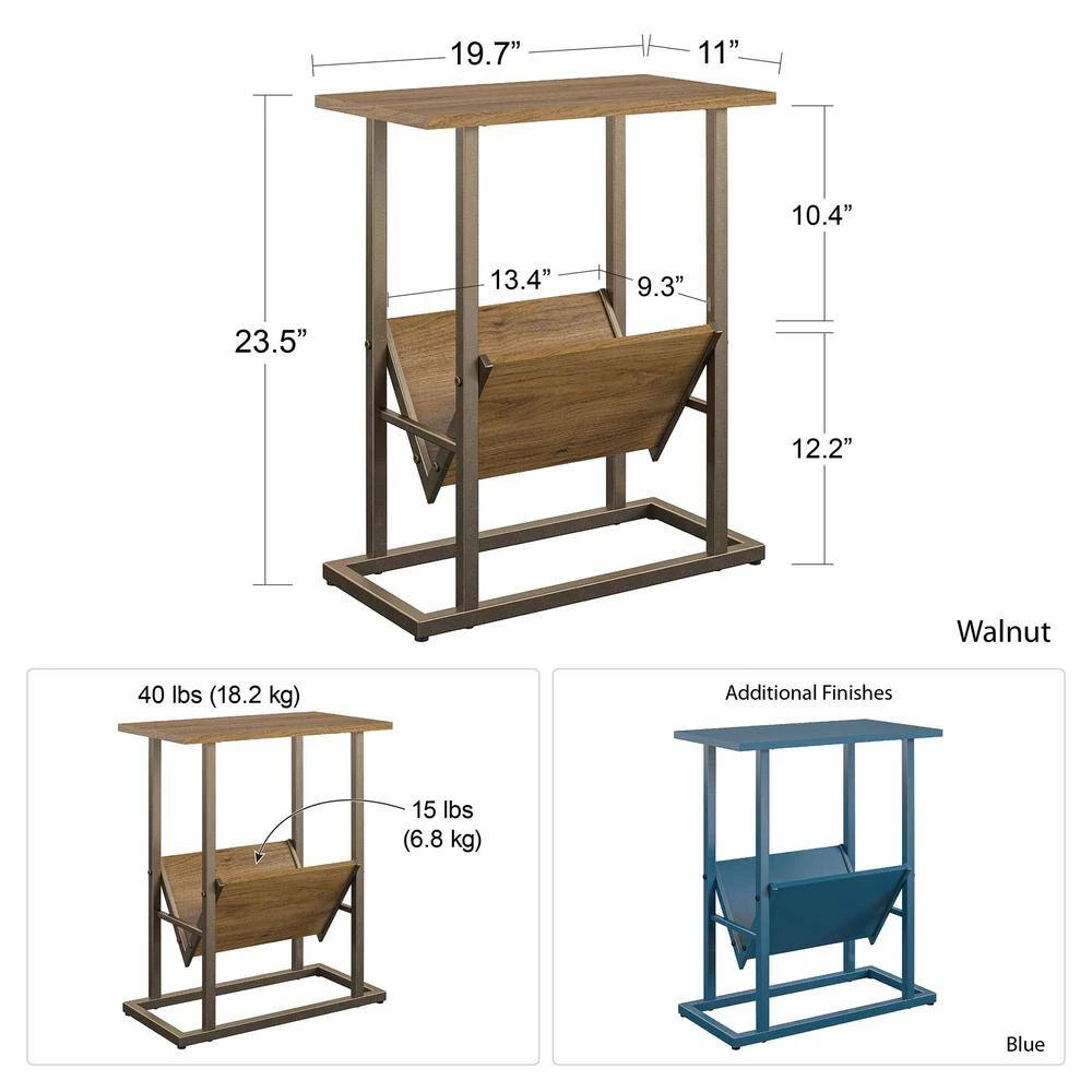 Regal 23.5 in. Walnut End Table with Magazine Rack by Novogratz 5 Regal 23.5 in. Walnut End Table with Magazine Rack by Novogratz - Image 5