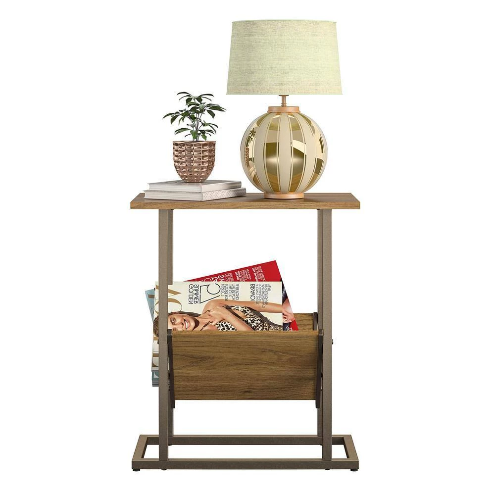 Regal 23.5 in. Walnut End Table with Magazine Rack by Novogratz 4 Regal 23.5 in. Walnut End Table with Magazine Rack by Novogratz - Image 4
