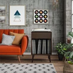 Brittany Walnut Turntable Stand by Novogratz -Elama Sales Store walnut novogratz media storage 4660801com 31 1000