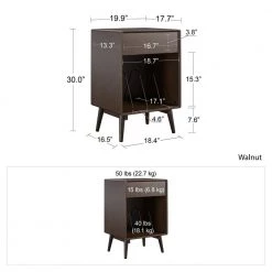 Brittany Walnut Turntable Stand by Novogratz -Elama Sales Store walnut novogratz media storage 4660801com 4f 1000