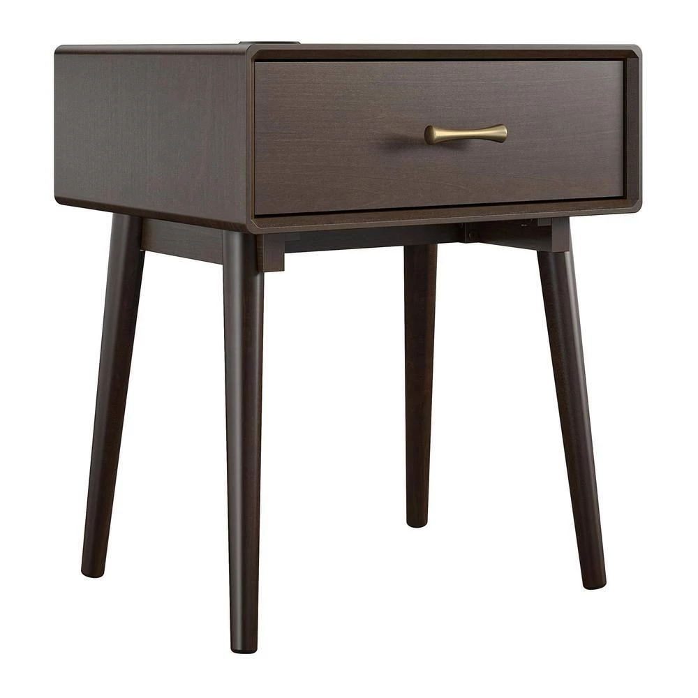 Brittany 1-Drawer Walnut Nightstand by Novogratz 2 Brittany 1-Drawer Walnut Nightstand by Novogratz - Image 2