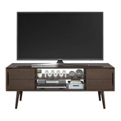 Brittany 59 in. Walnut TV Stand Fits TV's up to 55 in. with Sliding Doors by Novogratz -Elama Sales Store walnut novogratz tv stands 8753801com c3 1000