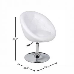 31.1" - 36.6"in. High Back Bar Stool with White Faux Leather Seat by Cubilan -Elama Sales Store white cubilan bar stools 325689 40 1000
