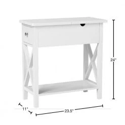 23.5 in. W White Rectangle Wood End Table with 1-Drawer by Cubilan -Elama Sales Store white cubilan end side tables b07s2qqxh4 40 1000