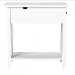 23.5 in. W White Rectangle Wood End Table with 1-Drawer by Cubilan -Elama Sales Store white cubilan end side tables b07s2qqxh4 44 1000