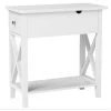 23.5 in. W White Rectangle Wood End Table with 1-Drawer by Cubilan