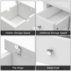 23.5 in. W White Rectangle Wood End Table with 1-Drawer by Cubilan -Elama Sales Store white cubilan end side tables b07s2qqxh4 c3 1000