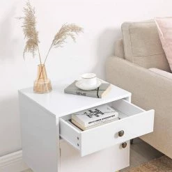 17.7 in. W White Rectangle Wood End Table by Cubilan 10 17.7 in. W White Rectangle Wood End Table by Cubilan -Elama Sales Store white cubilan end side tables b08fyd84bm 1f 1000
