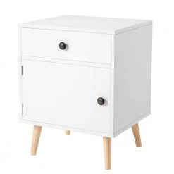 17.7 in. W White Rectangle Wood End Table by Cubilan