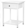15.8 in. W White Square Wood End Table with 1-Drawer by Cubilan