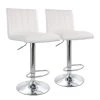 35 in White and Chrome Medium Back Tufted Faux Leather Bar Stool with Adjustable Height (Set of 2) by Elama