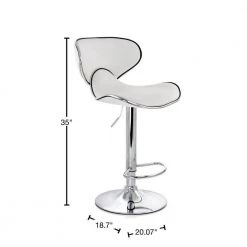 35 in White and Chrome Curved Back Faux Leather Bar Stool with Adjustable Height (Set of 2) by Elama -Elama Sales Store white elama bar stools 985115030m 40 1000