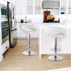 2-Piece Retro Adjustable 38.6 in. Faux Leather Bar Stool in White with Chrome Base by Elama 17 2-Piece Retro Adjustable 38.6 in. Faux Leather Bar Stool in White with Chrome Base by Elama -Elama Sales Store white elama bar stools 985116244m 31 1000