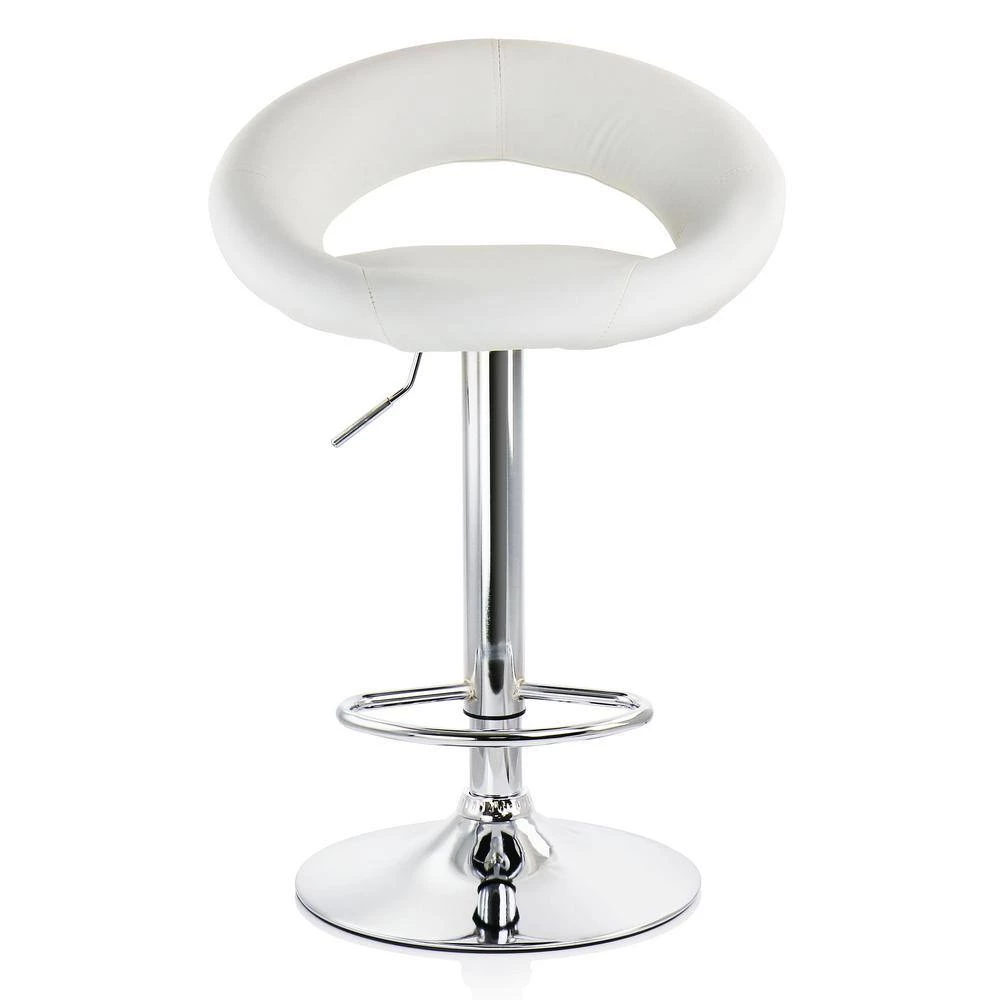 2-Piece Retro Adjustable 38.6 in. Faux Leather Bar Stool in White with Chrome Base by Elama 5 2-Piece Retro Adjustable 38.6 in. Faux Leather Bar Stool in White with Chrome Base by Elama - Image 5