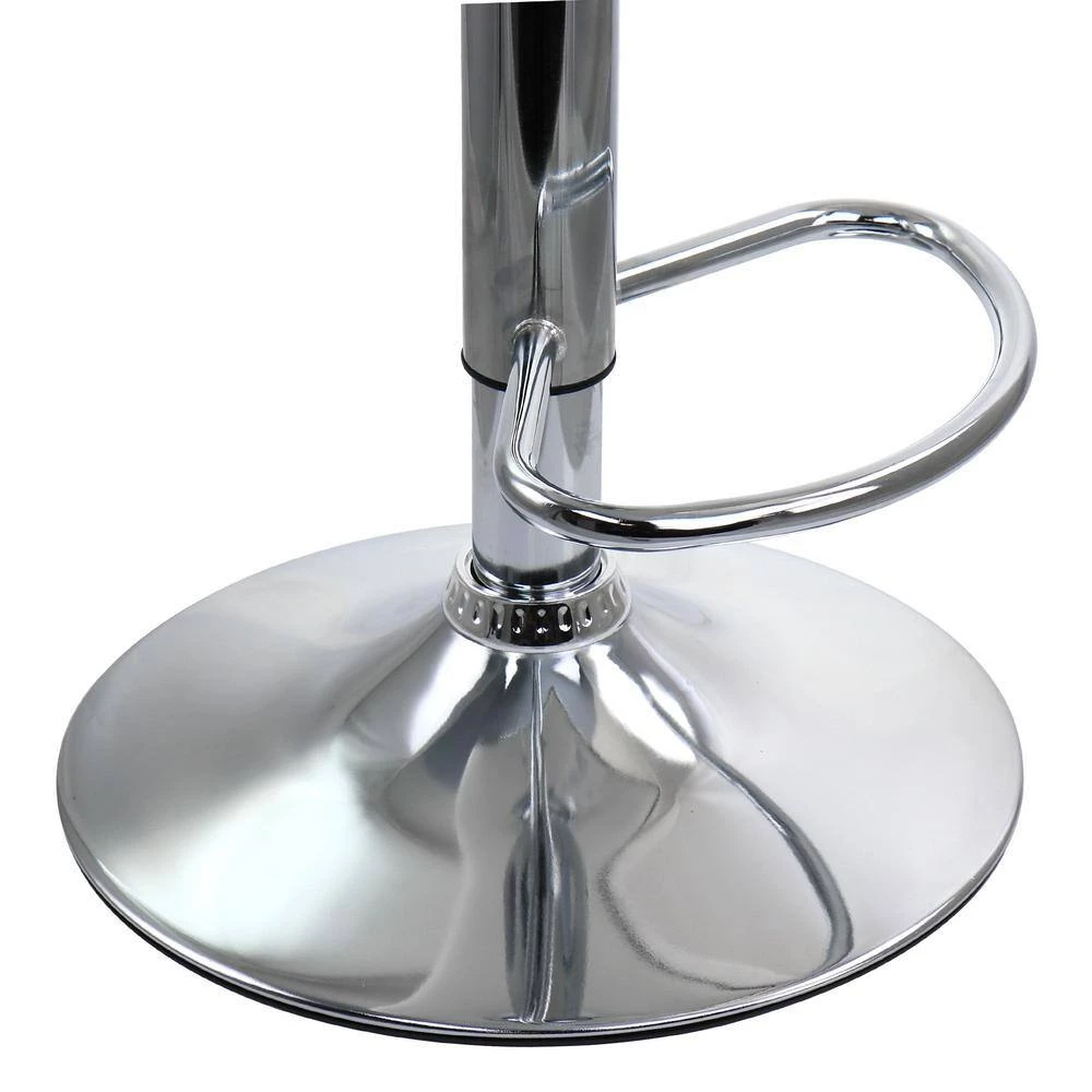 2-Piece Tufted Faux Leather Adjustable 35 in. Bar Stool with Low Back in White with Chrome Base by Elama 7 2-Piece Tufted Faux Leather Adjustable 35 in. Bar Stool with Low Back in White with Chrome Base by Elama - Image 7