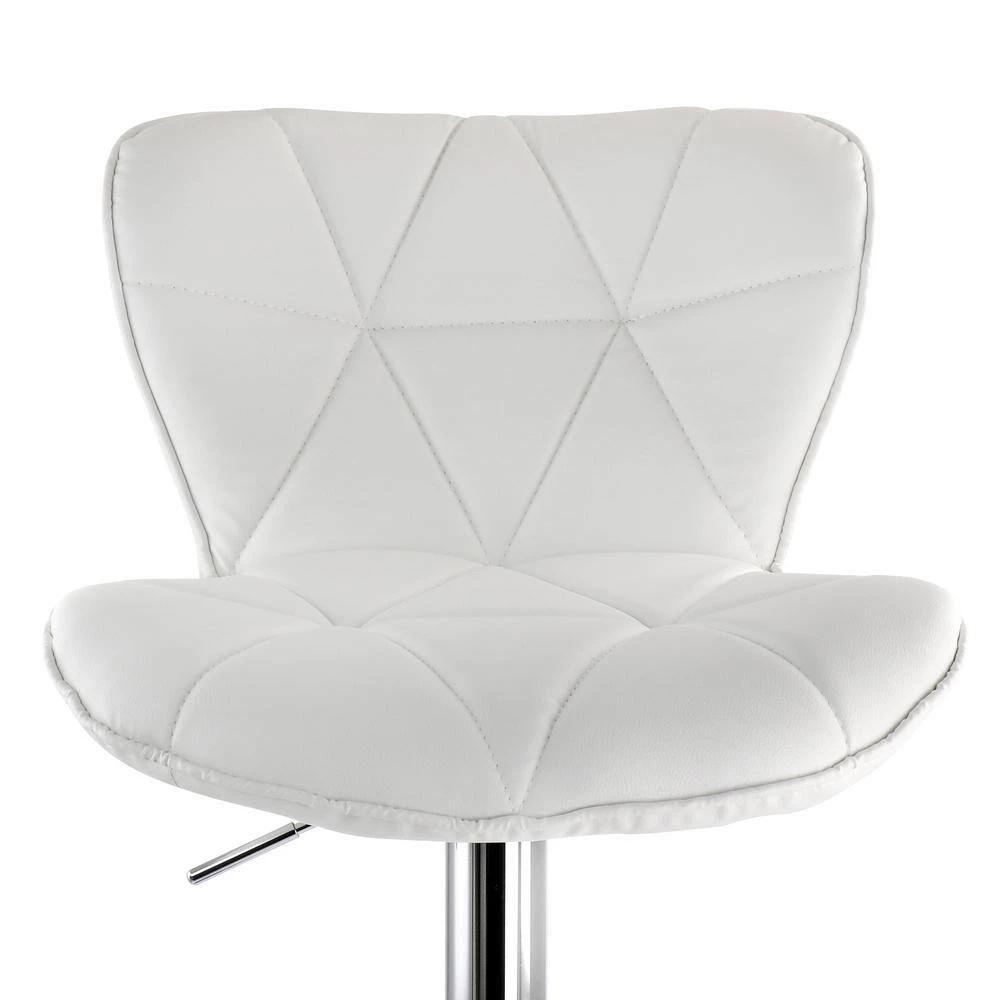 2-Piece Diamond Tufted Faux Leather Adjustable 35 in. Bar Stool in White with Chrome Base by Elama 6 2-Piece Diamond Tufted Faux Leather Adjustable 35 in. Bar Stool in White with Chrome Base by Elama - Image 6