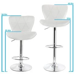 2-Piece Diamond Tufted Faux Leather Adjustable 35 in. Bar Stool in White with Chrome Base by Elama 16 2-Piece Diamond Tufted Faux Leather Adjustable 35 in. Bar Stool in White with Chrome Base by Elama -Elama Sales Store white elama bar stools 985116698m 76 1000