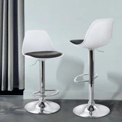 2-Piece Adjustable 35 in. Bar Stool in Black and White with Chrome Base by Elama 15 2-Piece Adjustable 35 in. Bar Stool in Black and White with Chrome Base by Elama -Elama Sales Store white elama bar stools 985116702m 31 1000