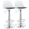 2-Piece Adjustable 35 in. Bar Stool in Black and White with Chrome Base by Elama