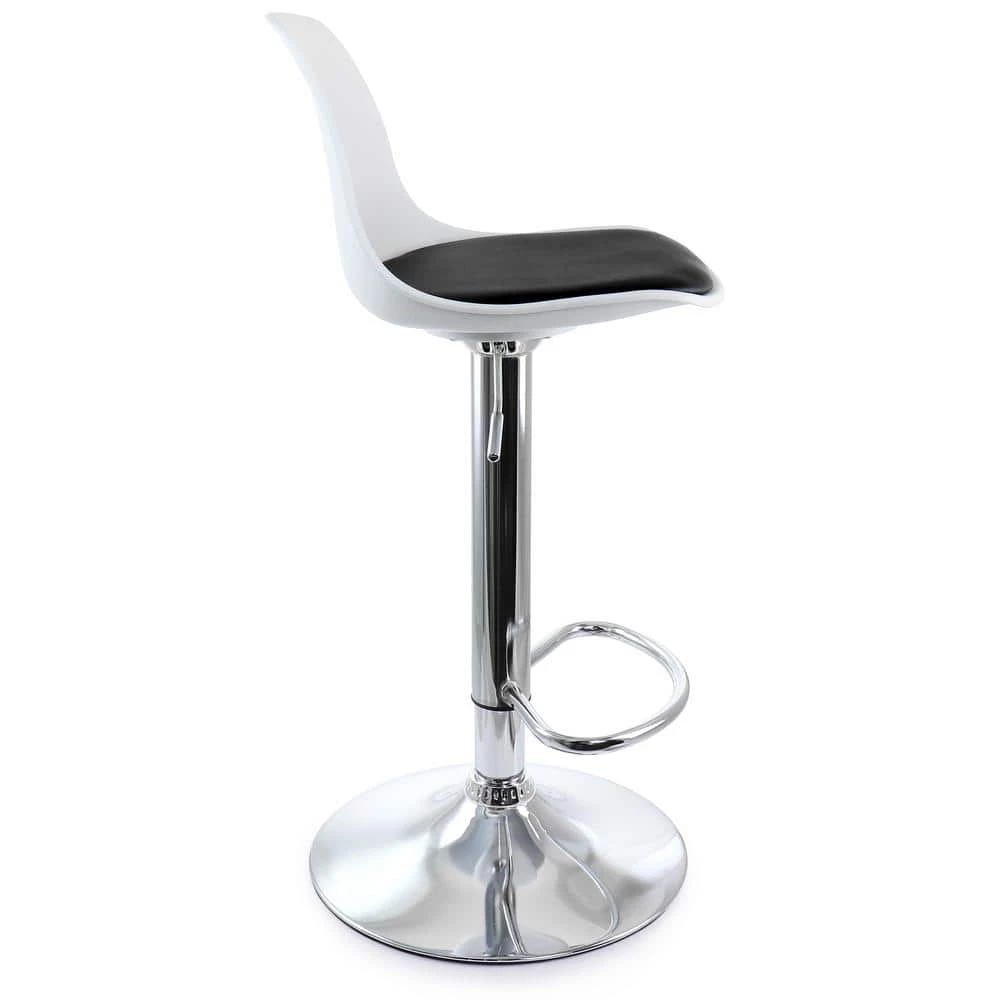 2-Piece Adjustable 35 in. Bar Stool in Black and White with Chrome Base by Elama 2 2-Piece Adjustable 35 in. Bar Stool in Black and White with Chrome Base by Elama - Image 2