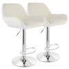 32 in. White Velvet Low Back Adjustable Bar Stool with Chrome Base (Set of 2) by Elama