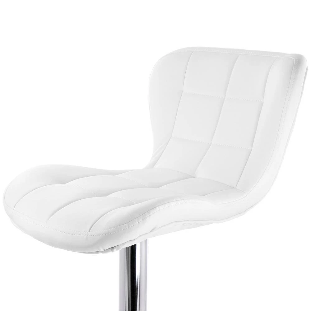 2-Piece Adjustable Faux Leather 34 in. White Low Back Metal Bar Stool with Chrome Base by Elama 5 2-Piece Adjustable Faux Leather 34 in. White Low Back Metal Bar Stool with Chrome Base by Elama - Image 5