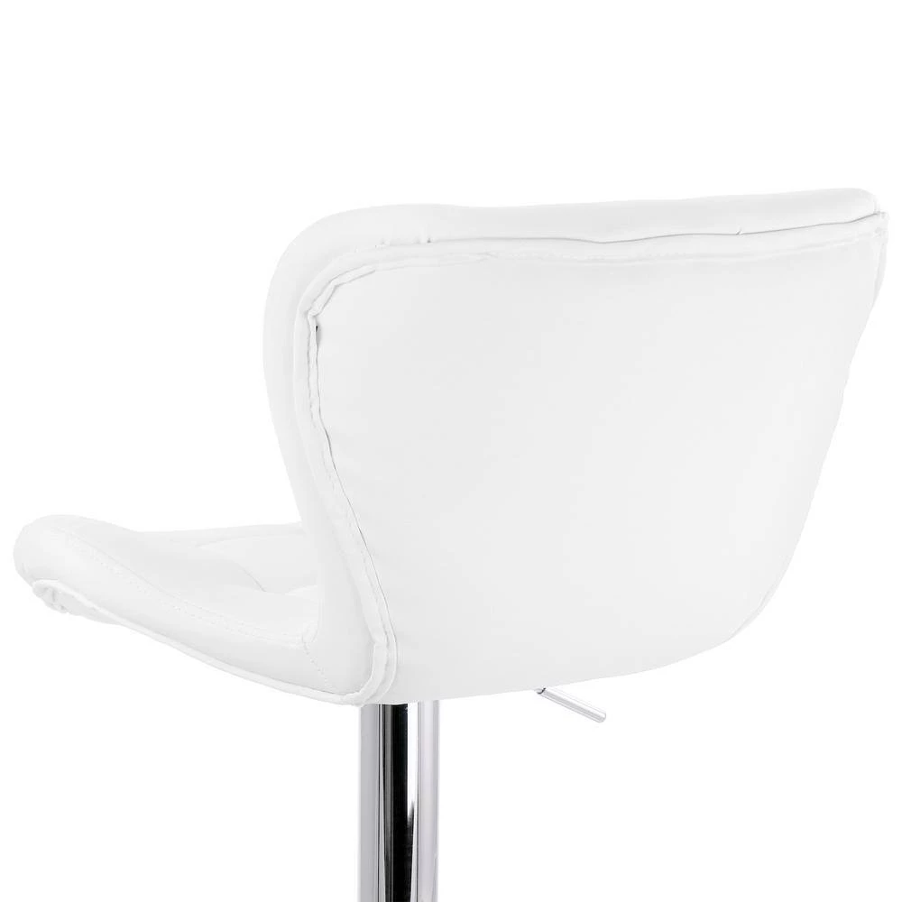 2-Piece Adjustable Faux Leather 34 in. White Low Back Metal Bar Stool with Chrome Base by Elama 6 2-Piece Adjustable Faux Leather 34 in. White Low Back Metal Bar Stool with Chrome Base by Elama - Image 6