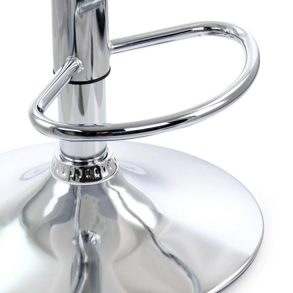 2-Piece Adjustable Faux Leather 34 in. White Low Back Metal Bar Stool with Chrome Base by Elama 8 2-Piece Adjustable Faux Leather 34 in. White Low Back Metal Bar Stool with Chrome Base by Elama - Image 8