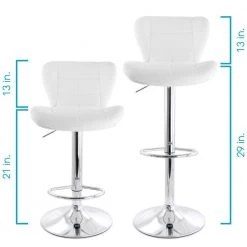 2-Piece Adjustable Faux Leather 34 in. White Low Back Metal Bar Stool with Chrome Base by Elama 15 2-Piece Adjustable Faux Leather 34 in. White Low Back Metal Bar Stool with Chrome Base by Elama -Elama Sales Store white elama bar stools 985116784m fa 1000