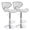 35 In. White High Back Tufted Faux Leather Adjustable Bar Stool with Chrome Base (Set of 2) by Elama